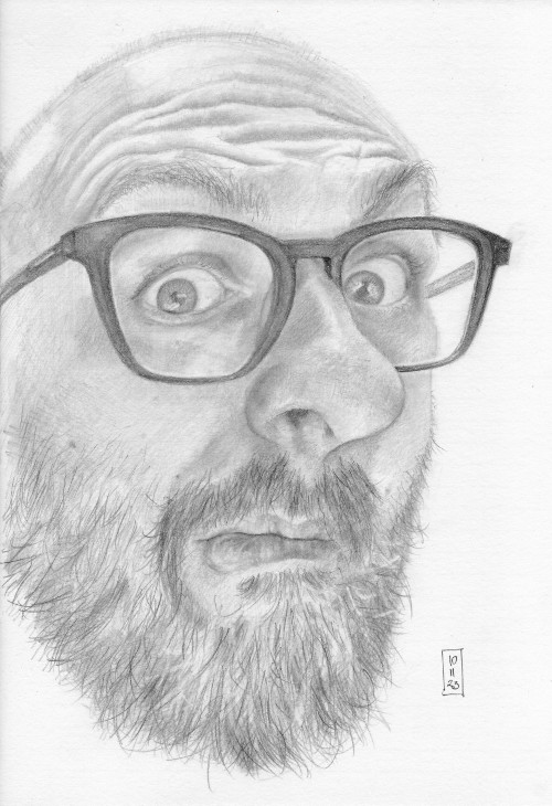 Self portrait by Jacek Blech, pencil drawing